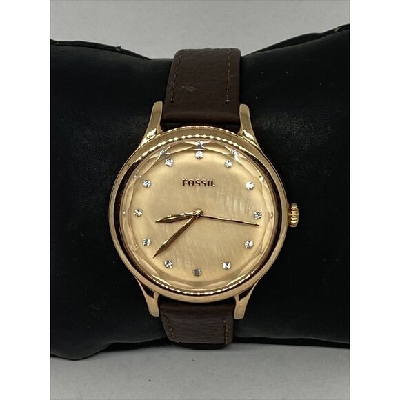 Fossil BQ3392 Women's Brown Leather Analog Dial Quartz Genuine Watch WO52 - Picture 1 of 12